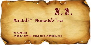 Matkó Menodóra névjegykártya